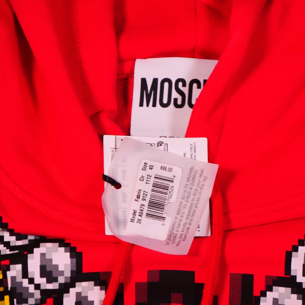 Moschino Pixel Capsule Short Hooded Dress In Red - Picture 5 of 8